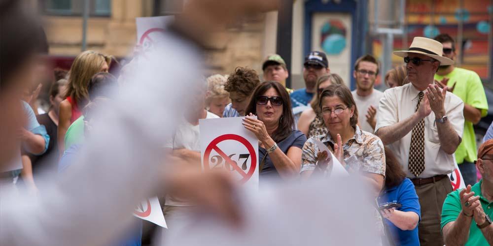 When Pennsylvania’s 2015-16 budget impasse was in its 267th day, community leaders , citizens, religious leaders, human services providers, and staff and board from The Community Foundation of Westmoreland County rallied in Greensburg to demand the impasse come to an end.