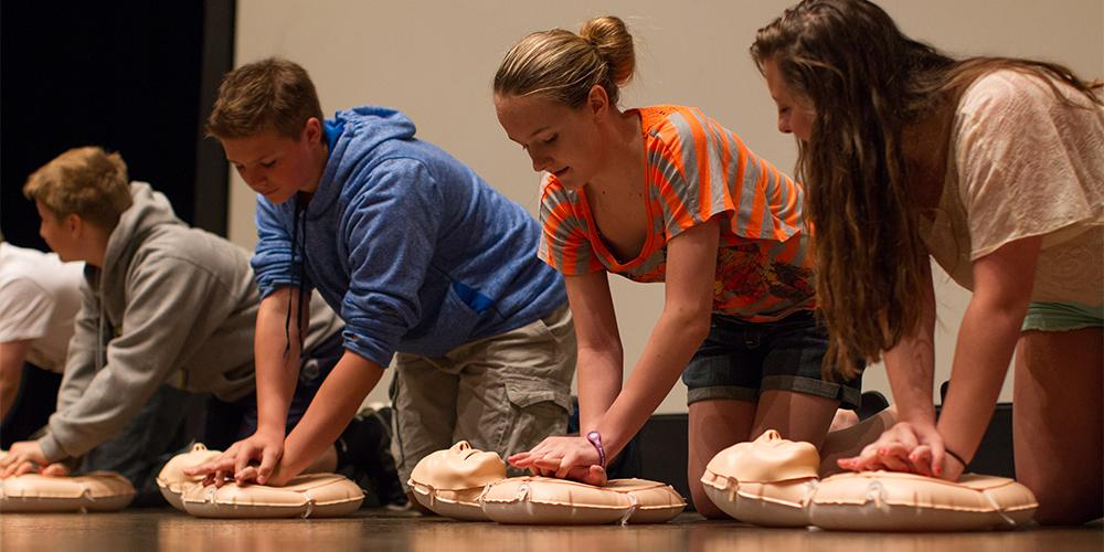 Students from Greensburg Salem Middle School and Valley Middle School learn how to perform CPR through the AHA’s CPR Anytime program through two grants from the Now and Forever Fund of The Community Foundation of Westmoreland County.